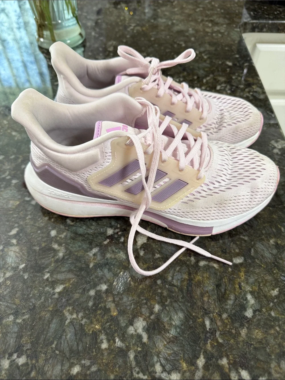 adidas Women’s Light Pink and Lavender Running Shoes - Picture 2 of 4